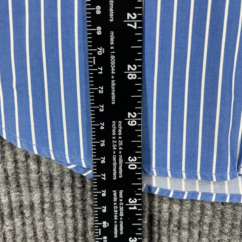 Banana Republic Shirt Mens 15-15.5 Medium Blue Striped Long‎ Sleeve Button Up